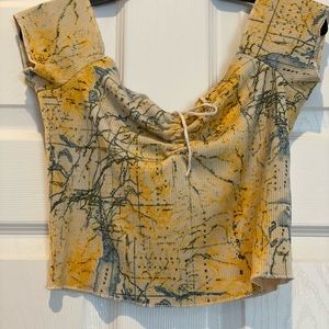 Urban Outfitters Yellow Map Print Top Size M